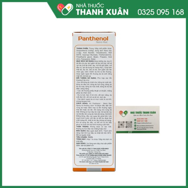 Panthenol Nano Bạc hỗ trợ trị bỏng và làm dịu vết thương